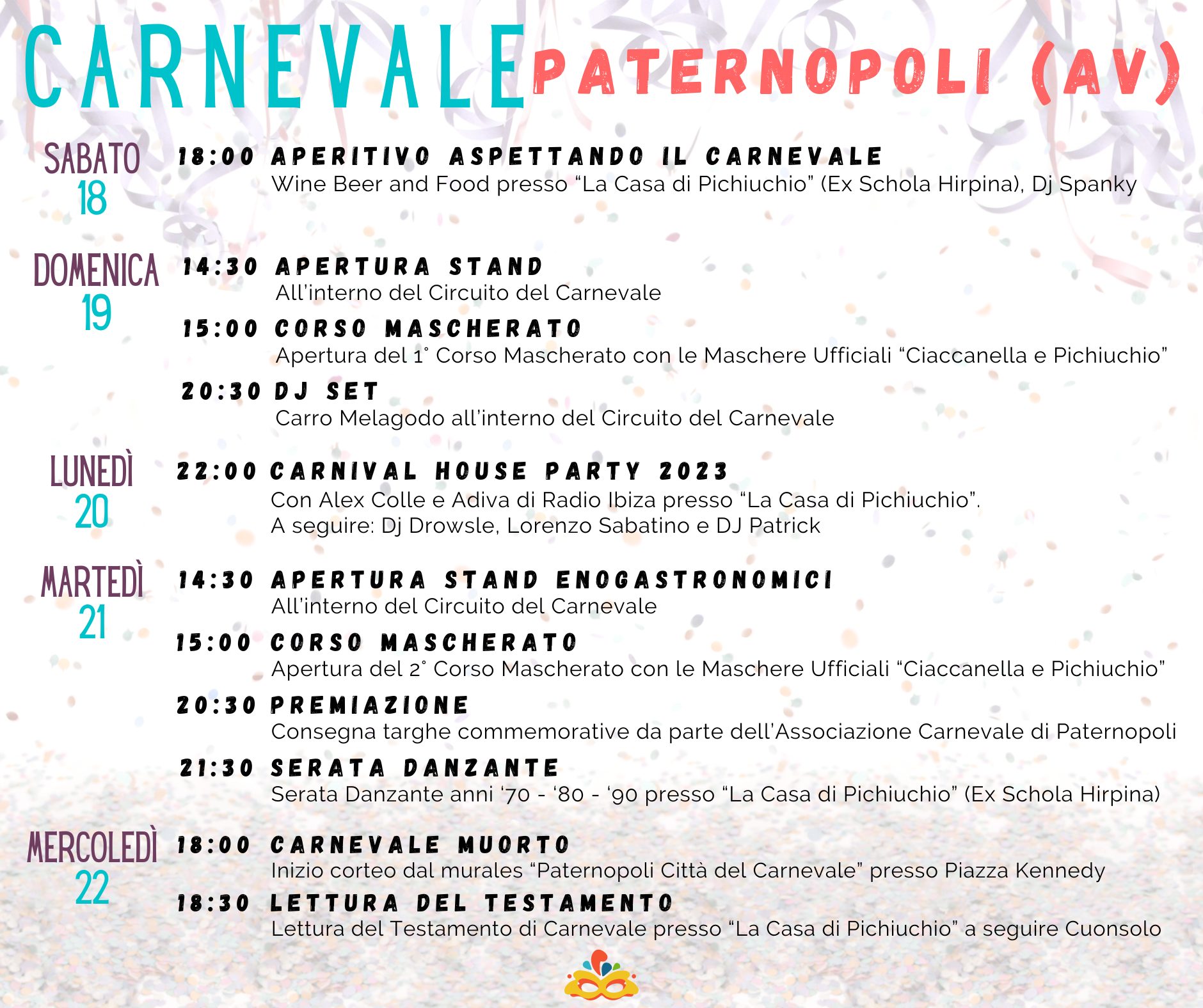 2023 carnevale programma